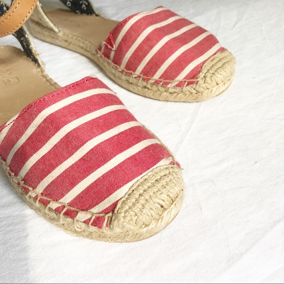 Espadrille breton stripe sandals nautical theme red, white, blue - Picture 2 of 8